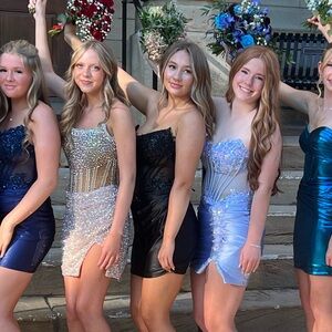 Chic Black Beaded Mini Dress